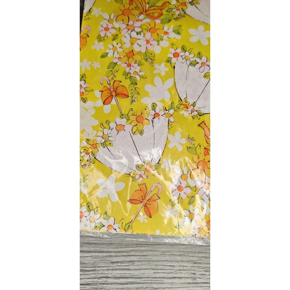 VTG American Greetings Bridal Shower Gift Wrap Paper Umbrellas Retro 60s, 70s